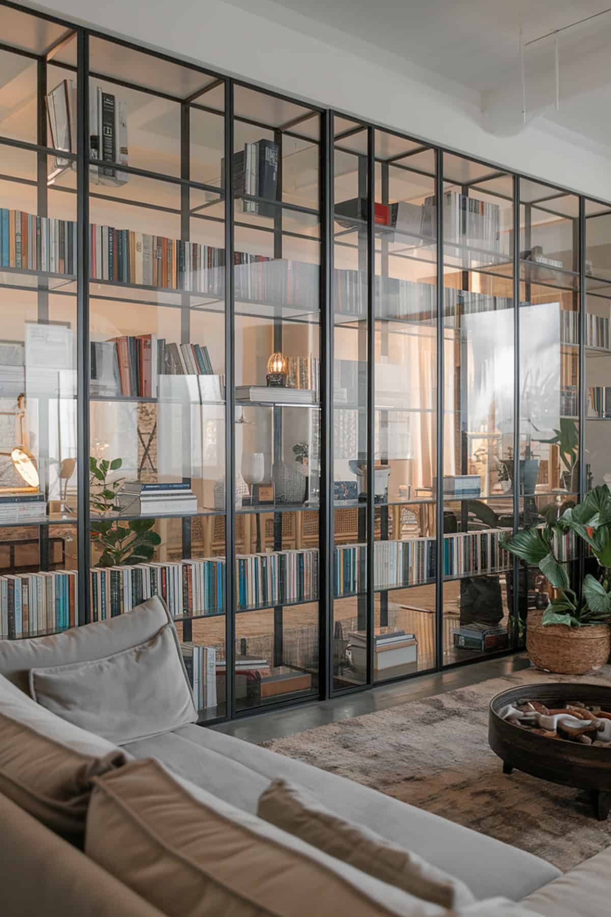 Bookshelves with Glass Panels