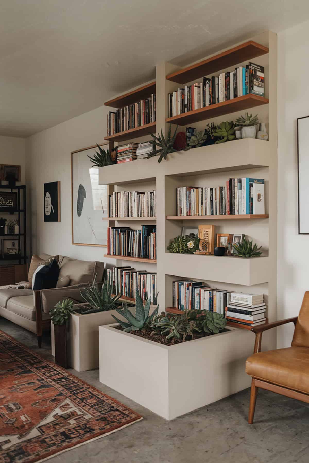 Bookshelves with Integrated Planters