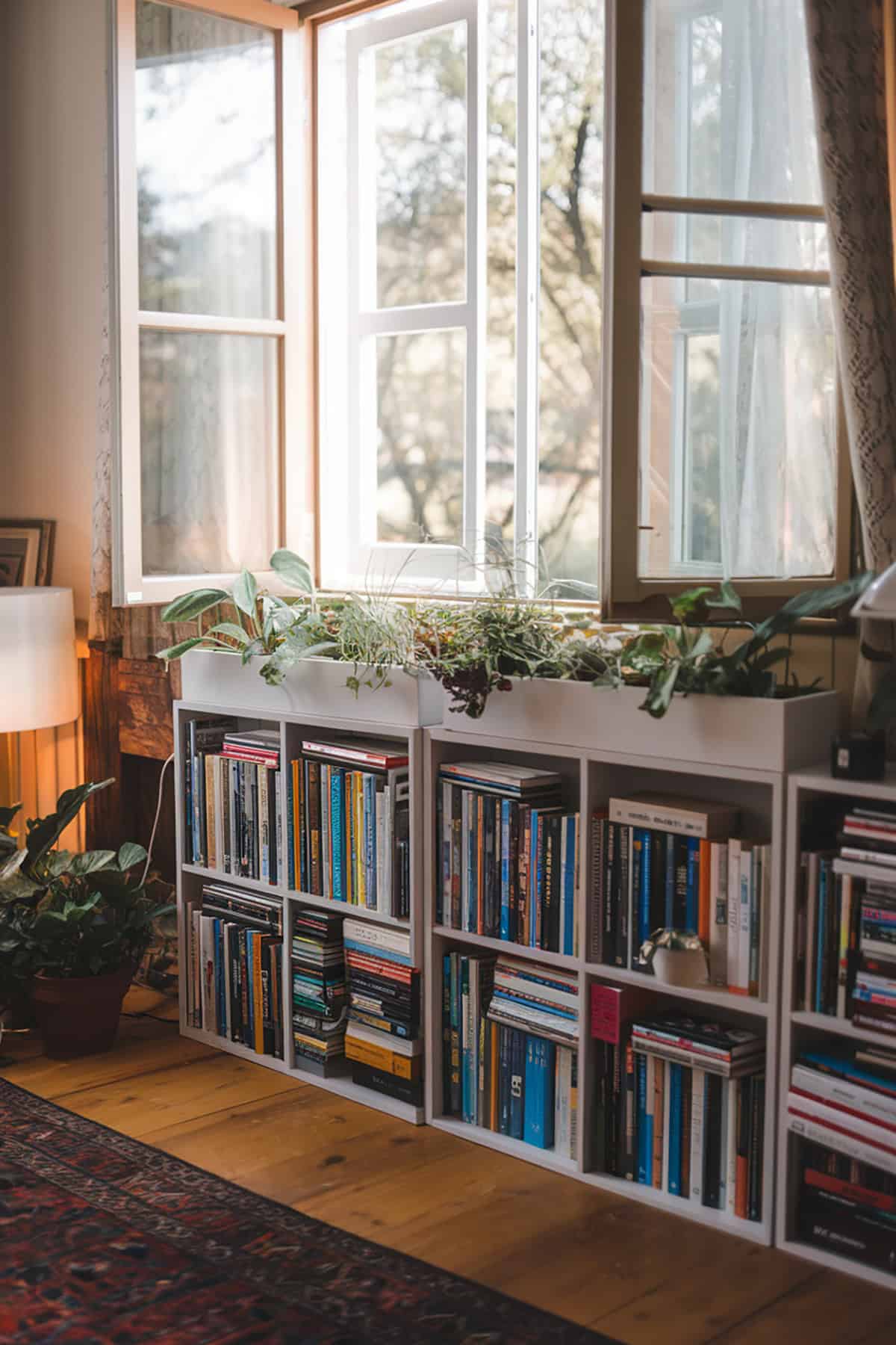 Bookshelves with Planter Compartments