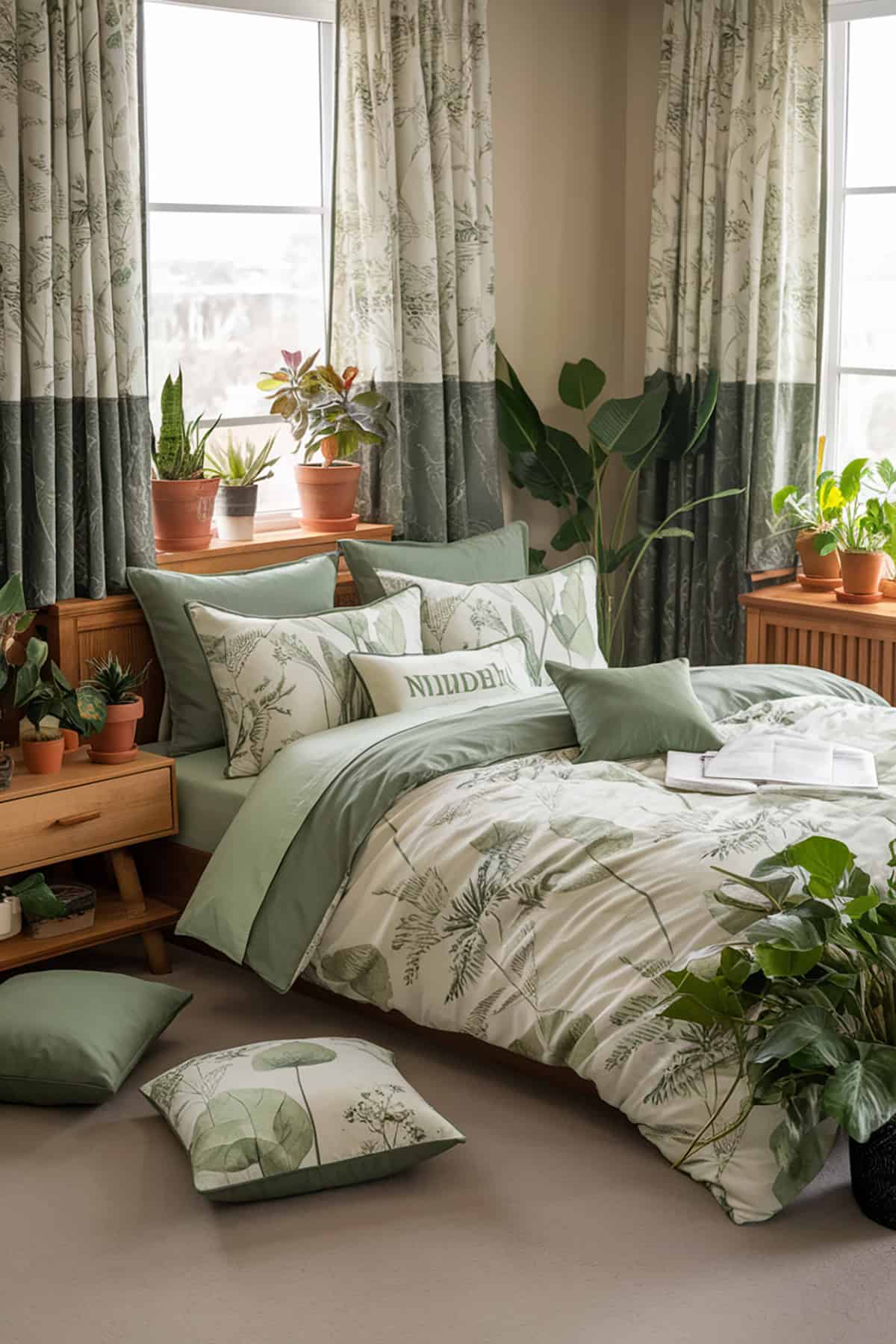 Botanical Themed Green Bedroom