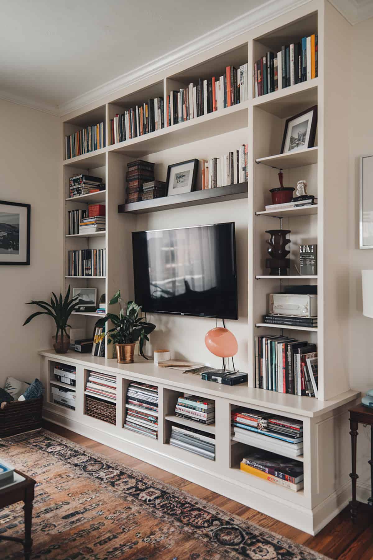 Built In Bookshelves Around A TV Unit