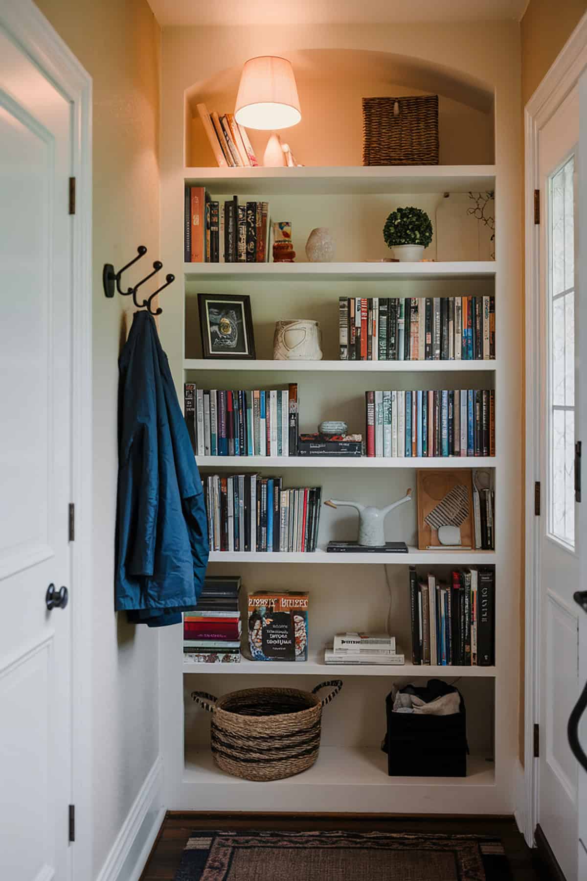 Built In Bookshelves In An Entryway