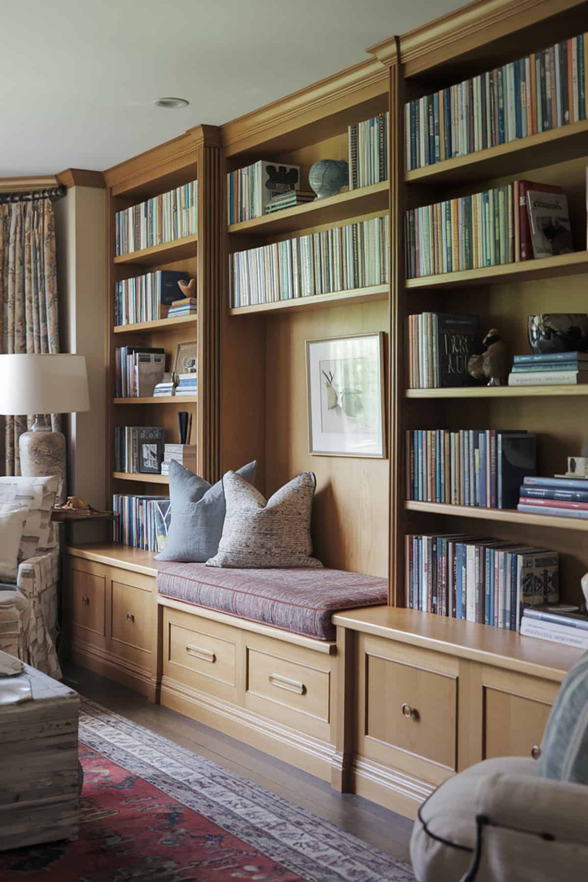 Built In Bookshelves With Integrated Seating