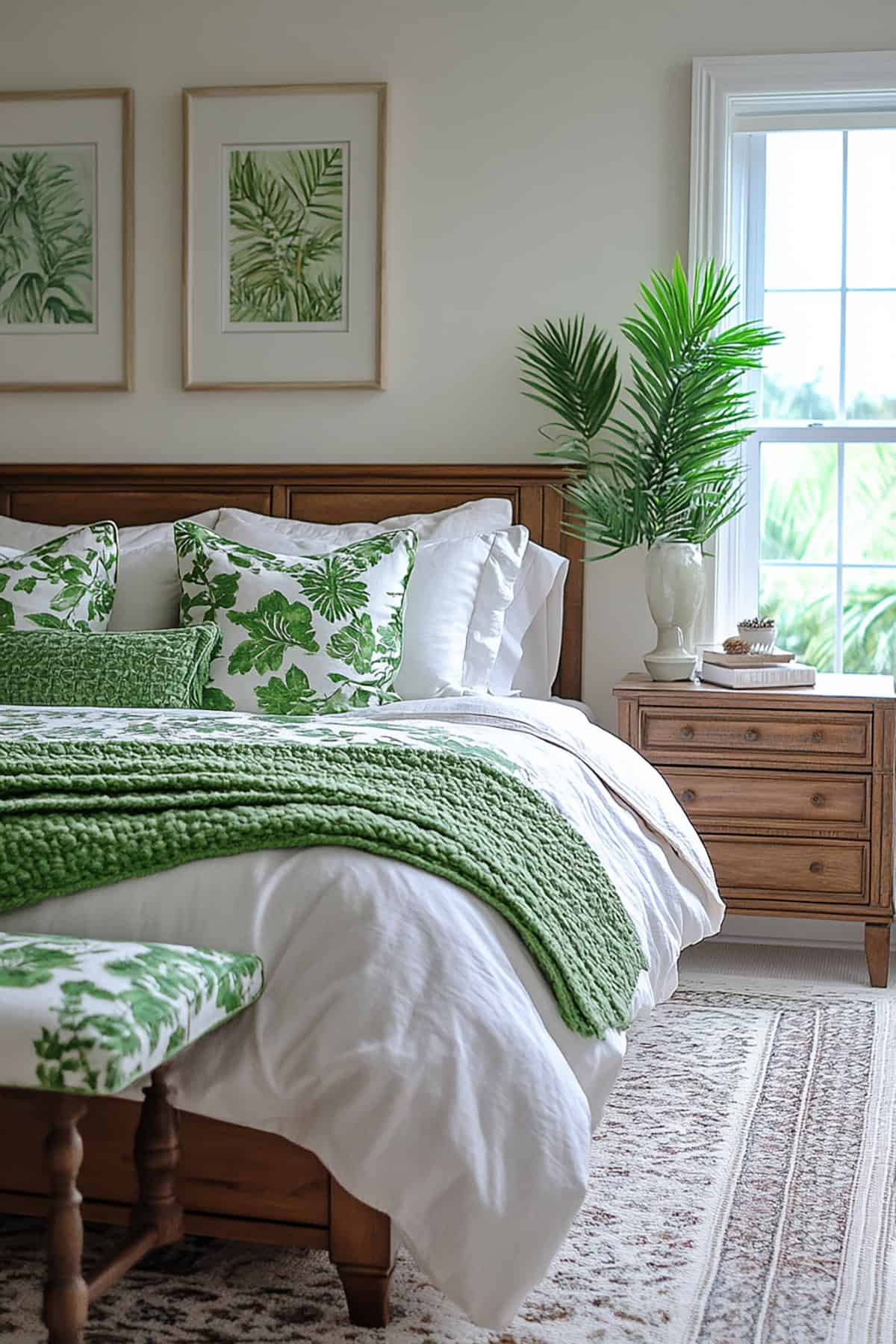 Chartreuse Pop in a Neutral Bedroom