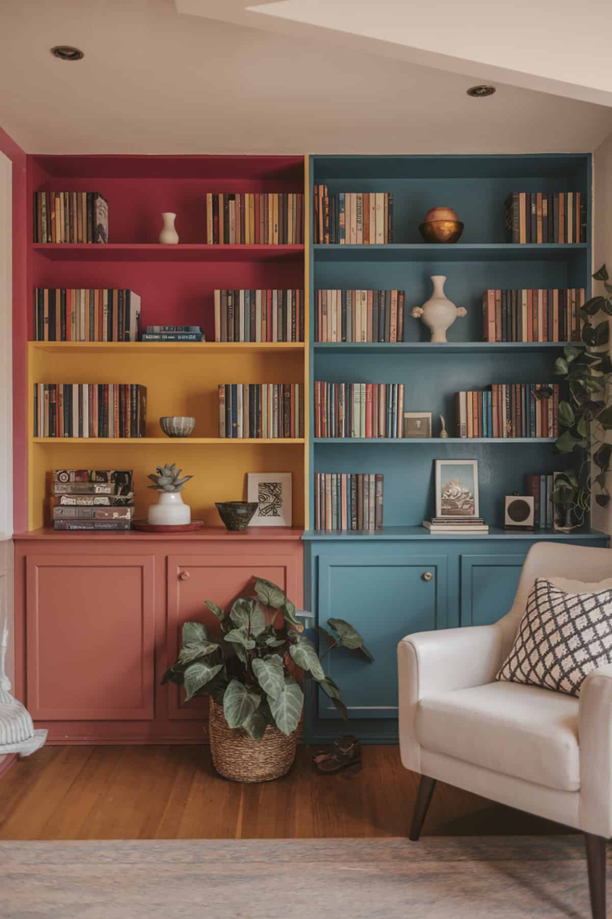 Color Blocked Shelves in Jewel Tones