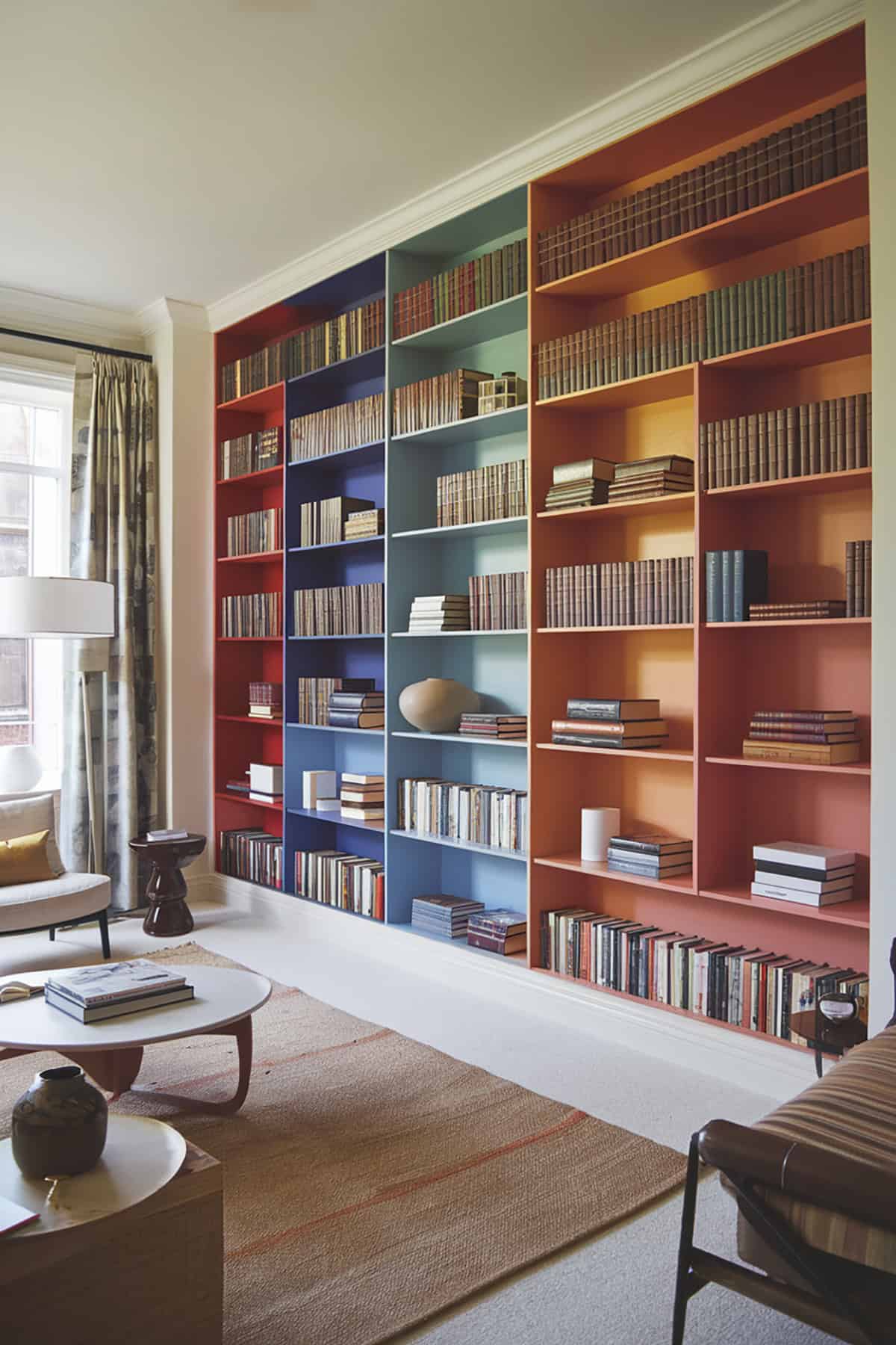 Color Coordinated Bookshelves