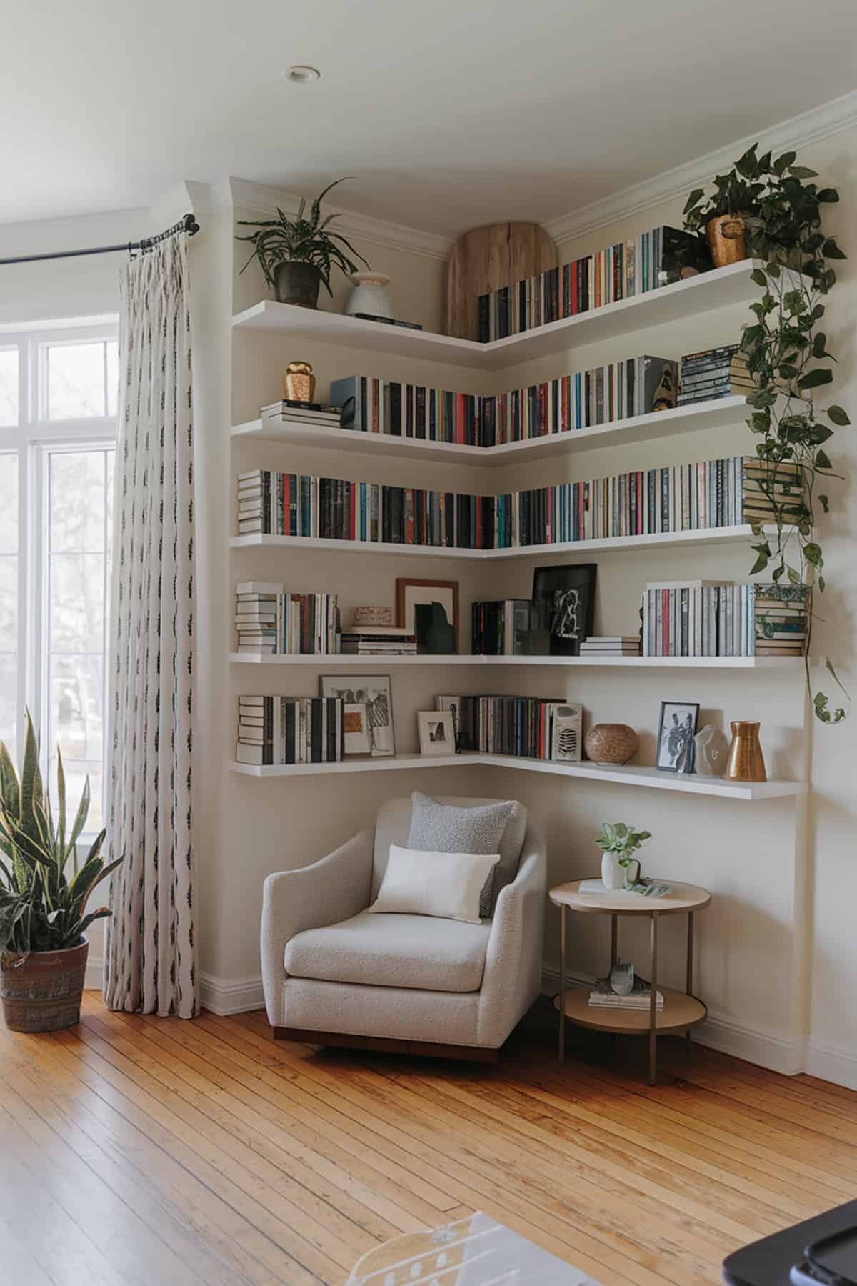 Corner Floor to Ceiling Shelves