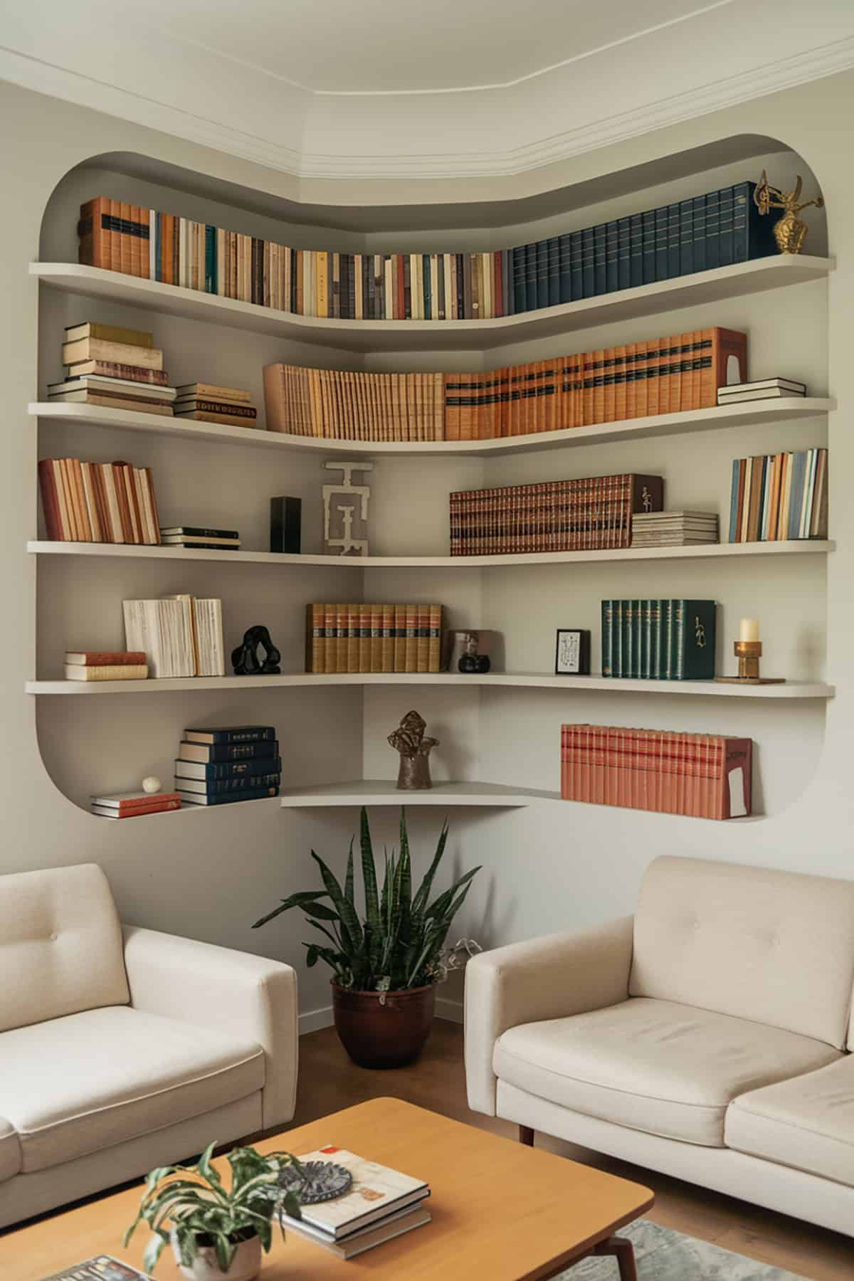 Curved Corner Bookshelves