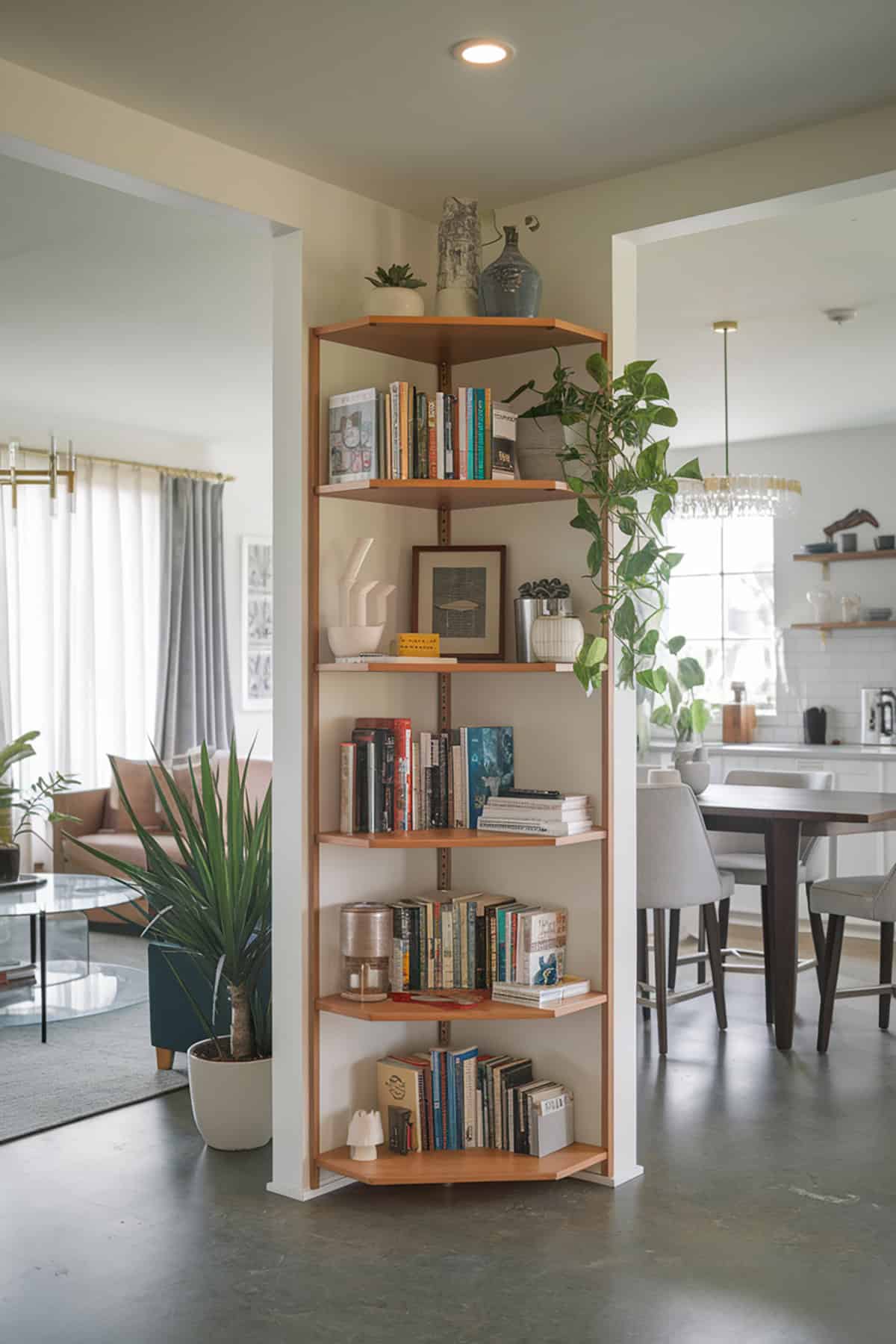 Double Sided Corner Bookshelf