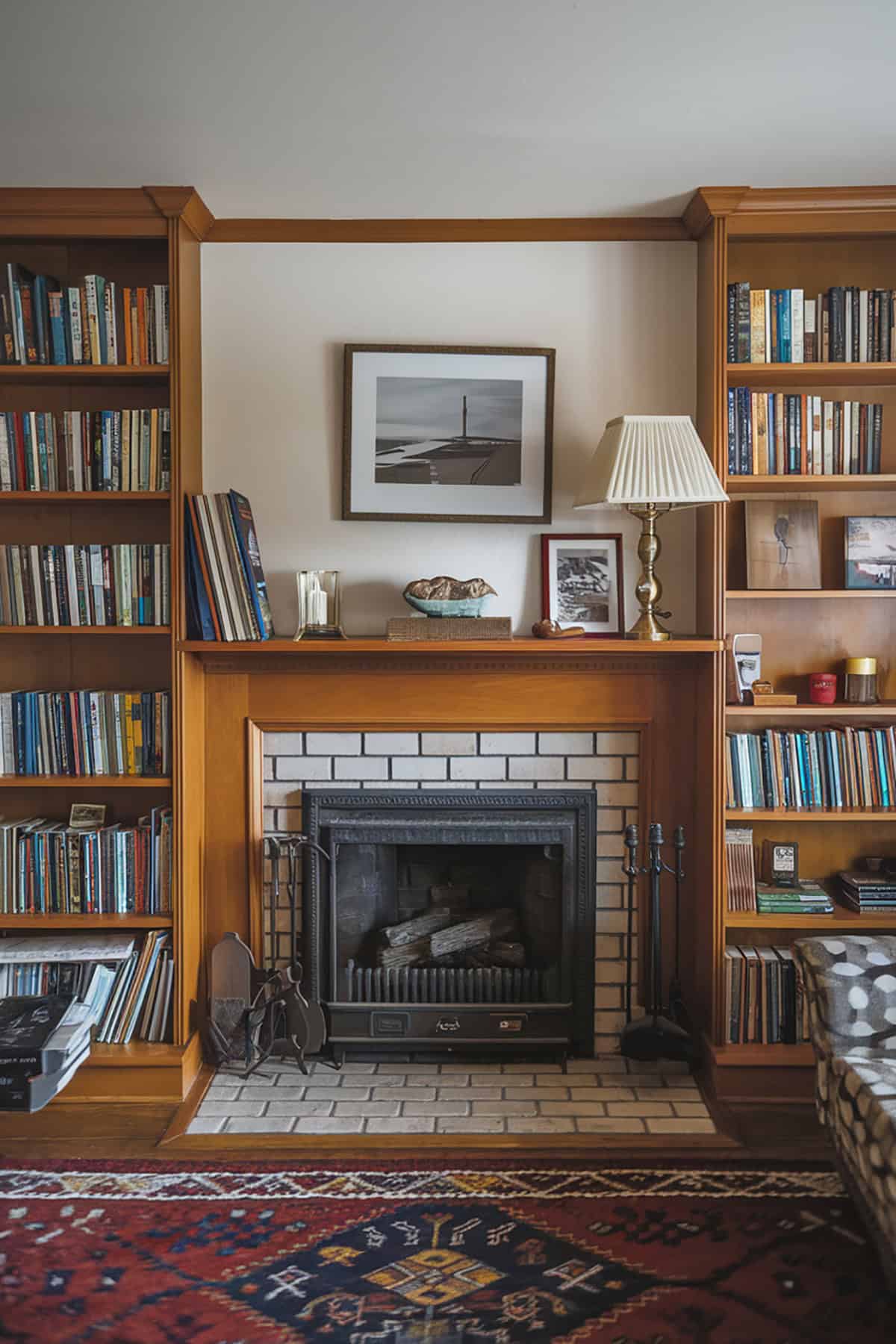 Fireplace Framing Bookshelves