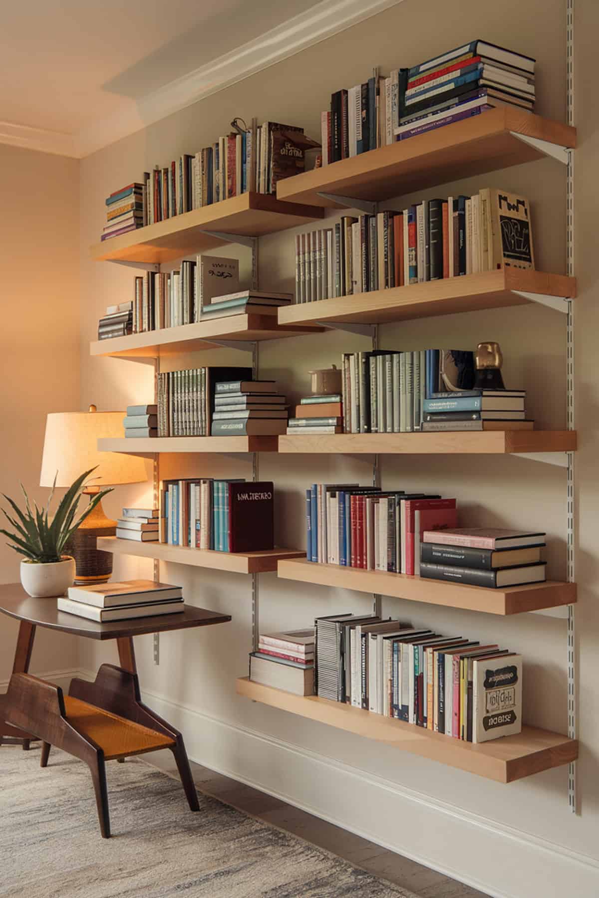 Floating Built In Bookshelves