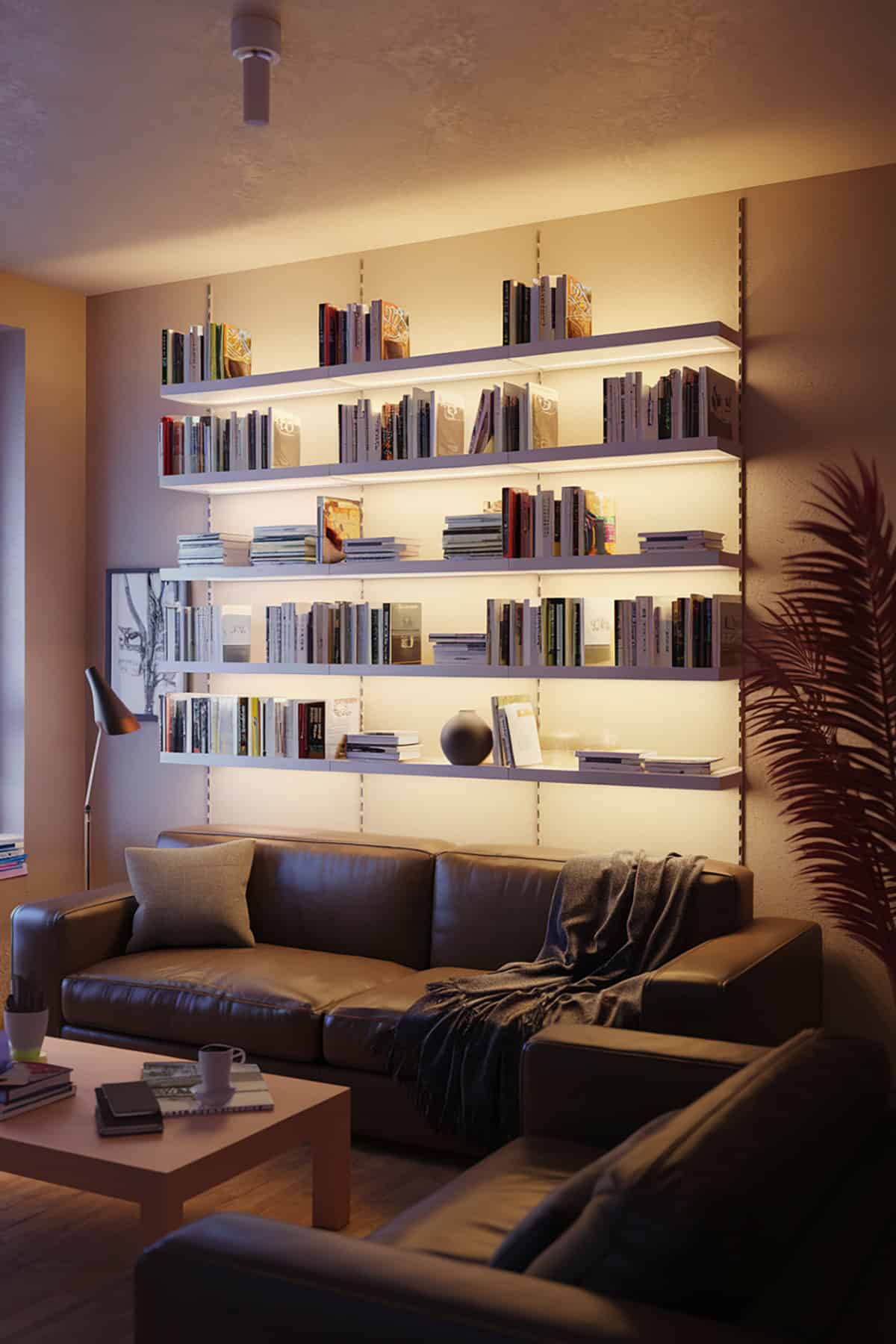 Floating Shelves with LED Lighting