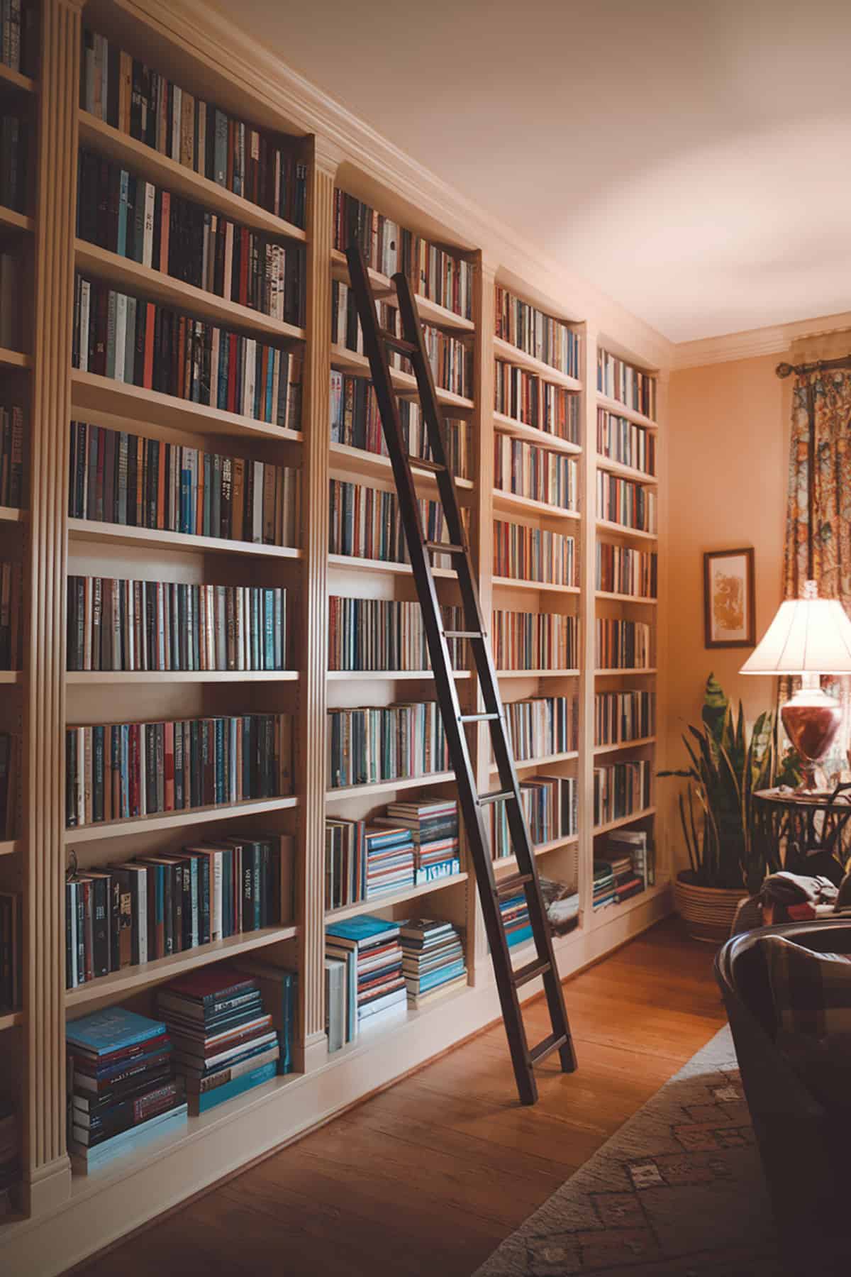 Floor To Ceiling Bookshelves With Ladder