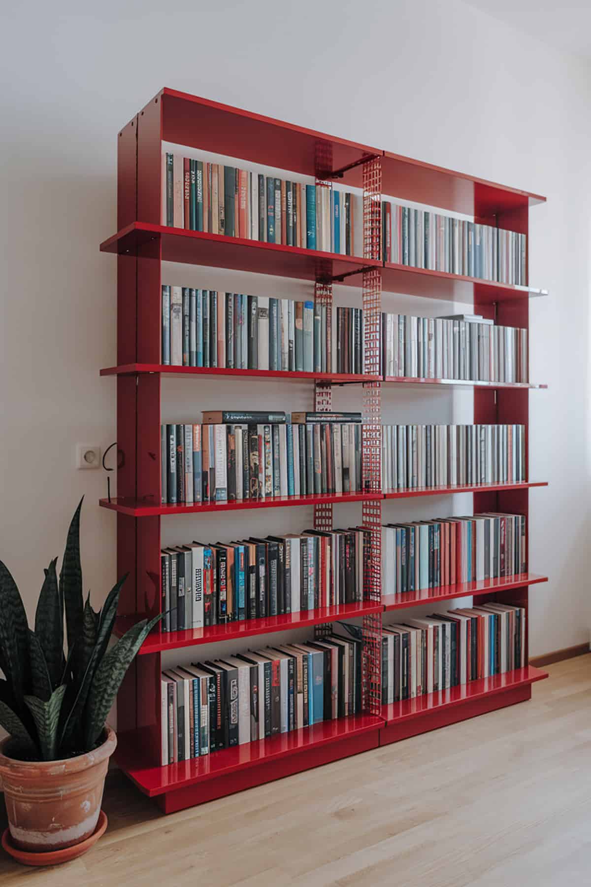 Glossy Red Bookshelf