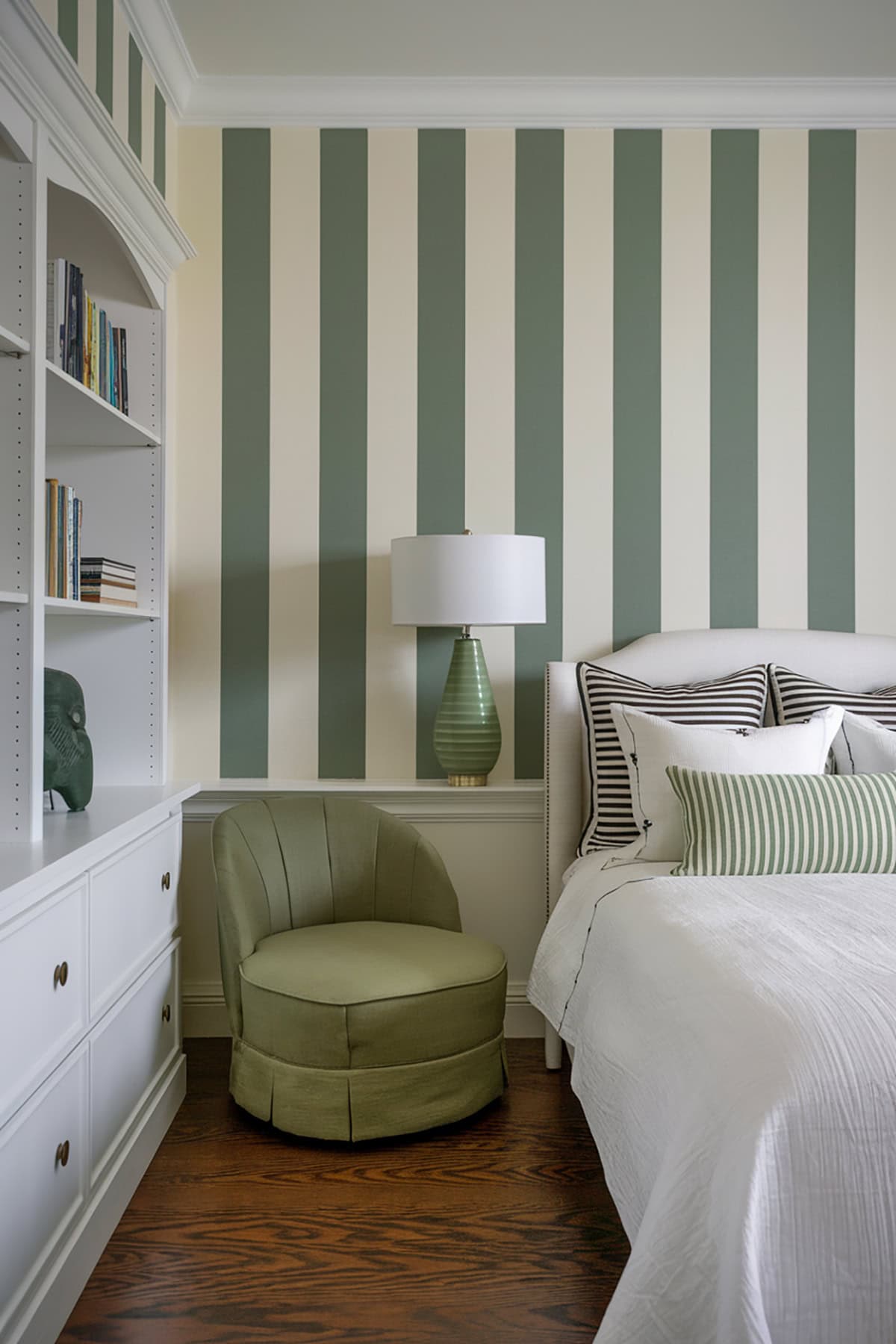 Green and White Striped Walls