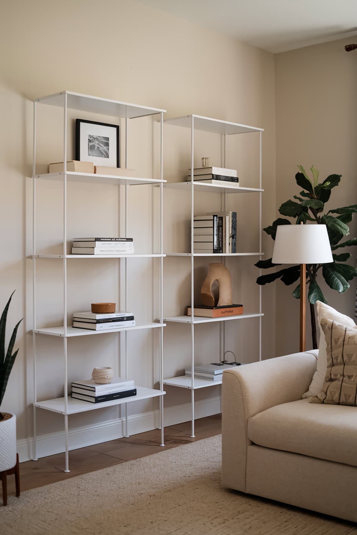 Minimalist Bookshelves with Thin Frames