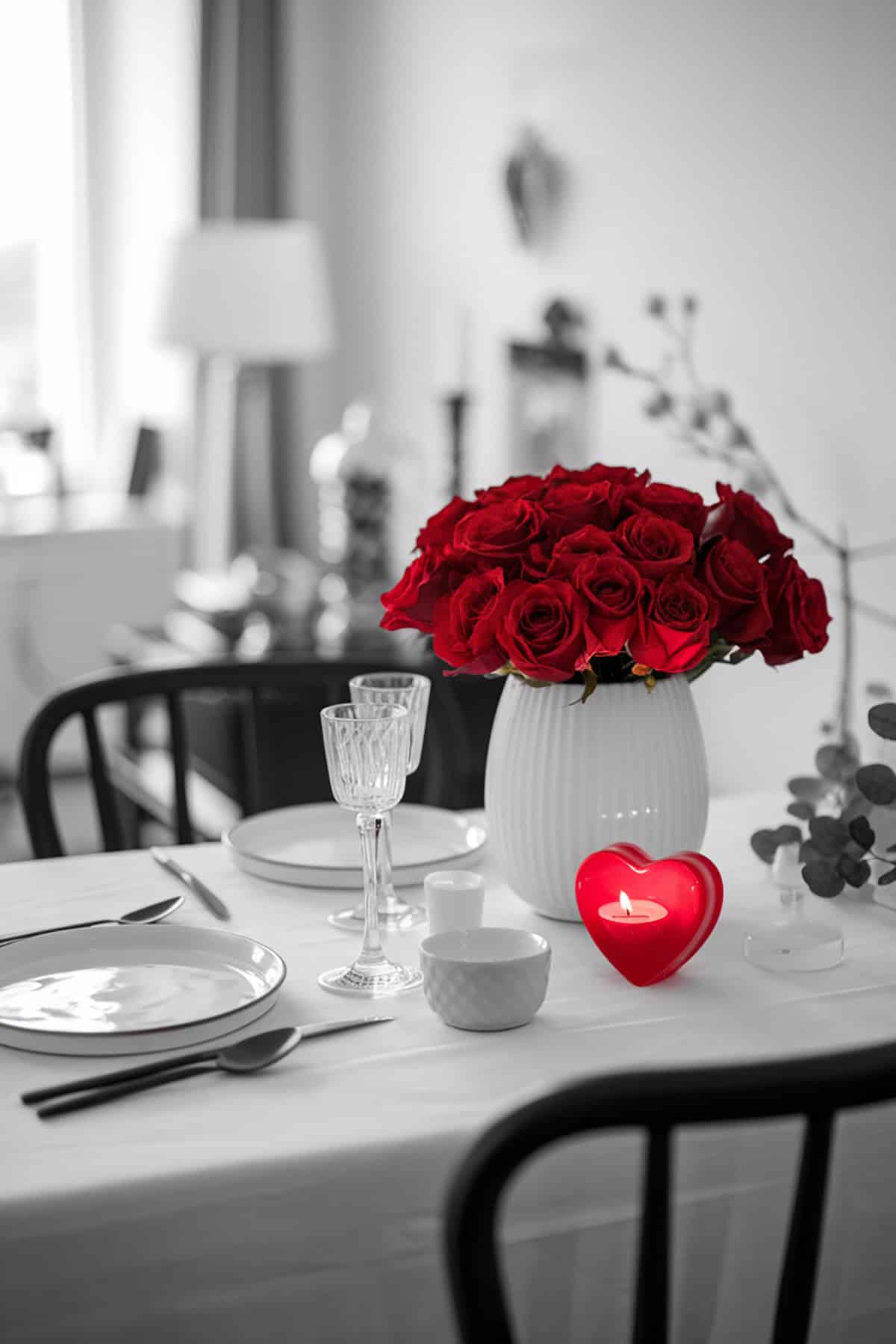 Monochrome Valentine’s Table