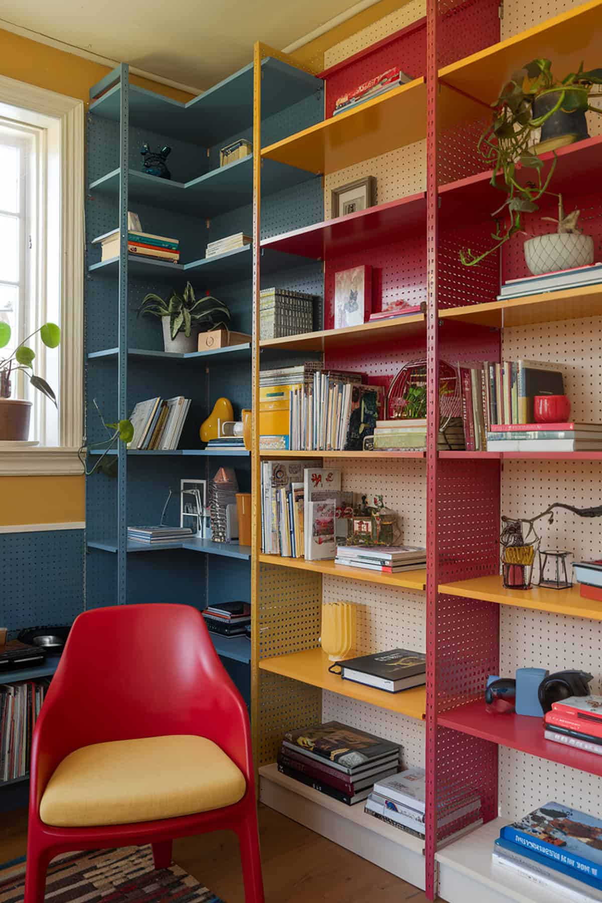 Multicolored Pegboard in Red and Yellow