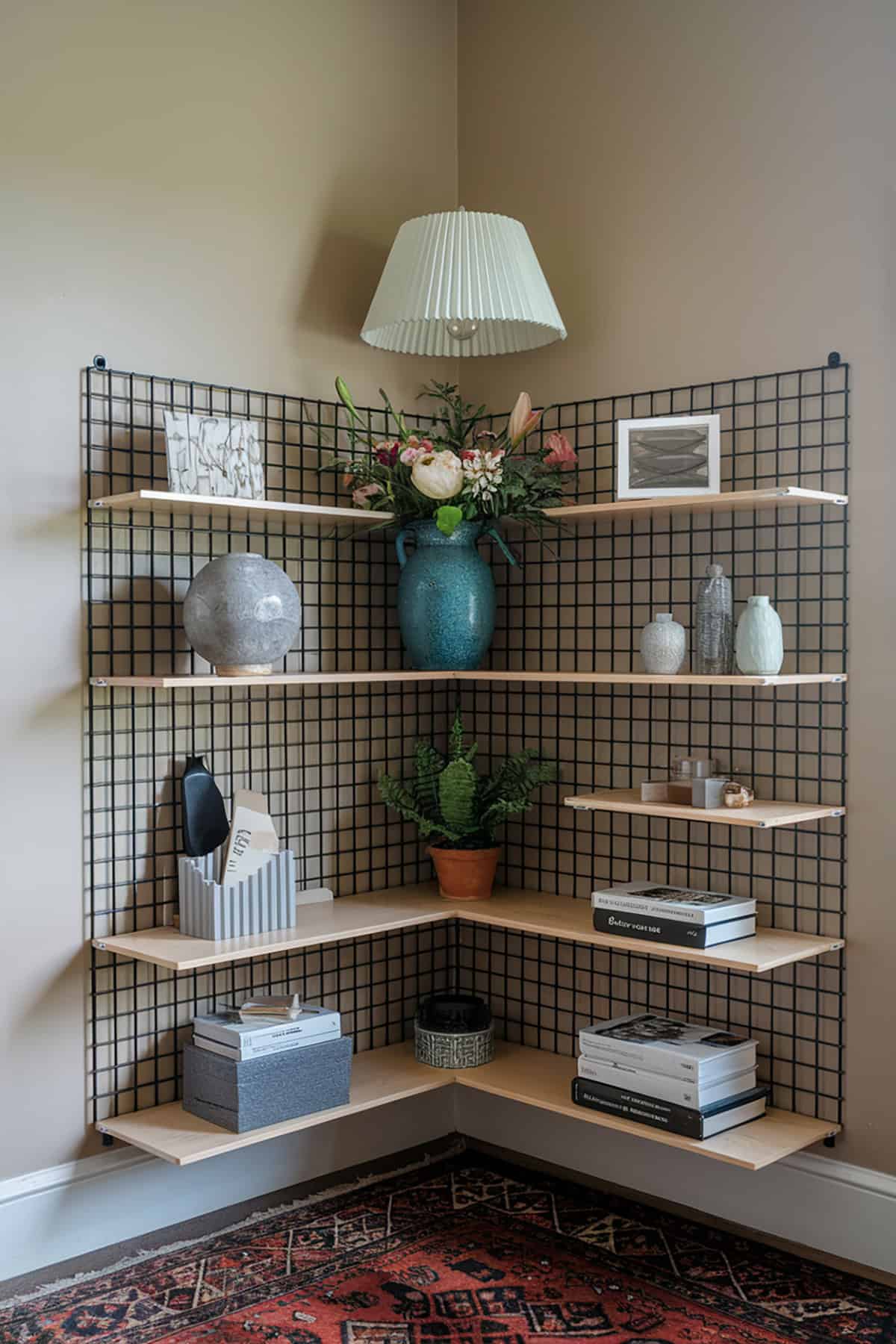 Open Grid Corner Shelves