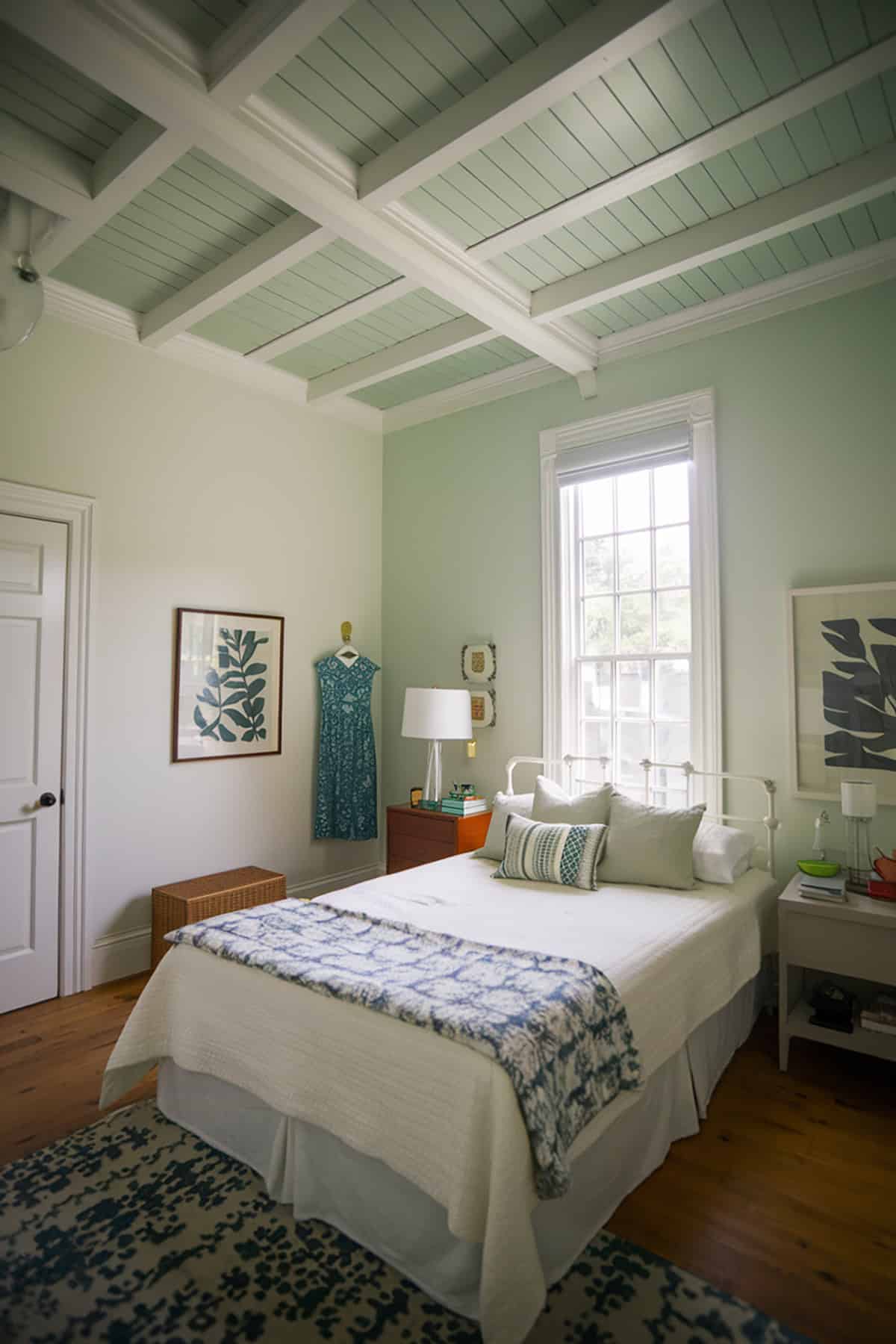 Pale Green Ceiling with White Walls