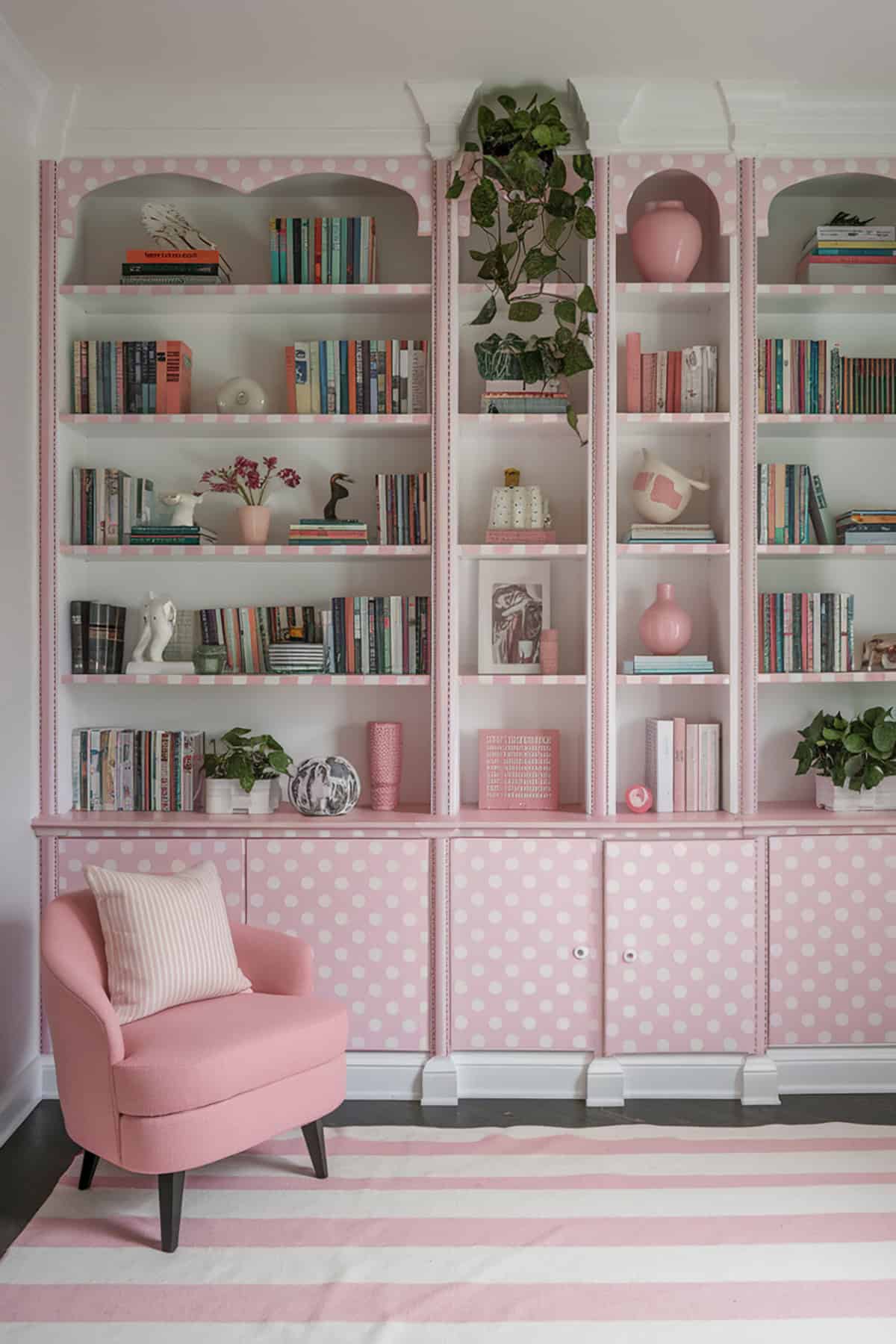 Polka Dot Shelves in Pink and White