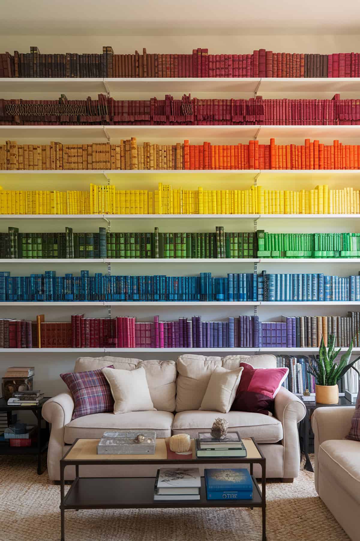 Rainbow Ordered Bookshelves