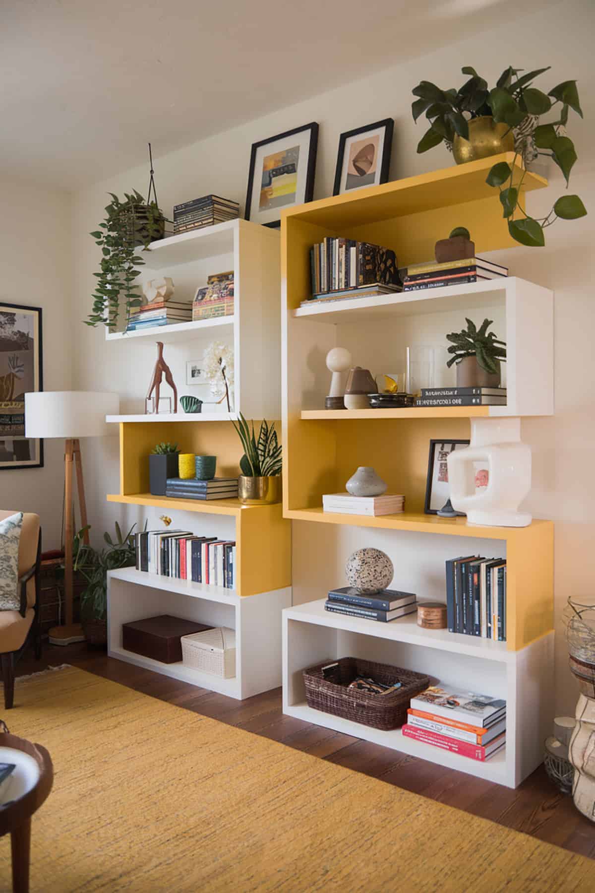 Two Tone Shelves in Yellow and White