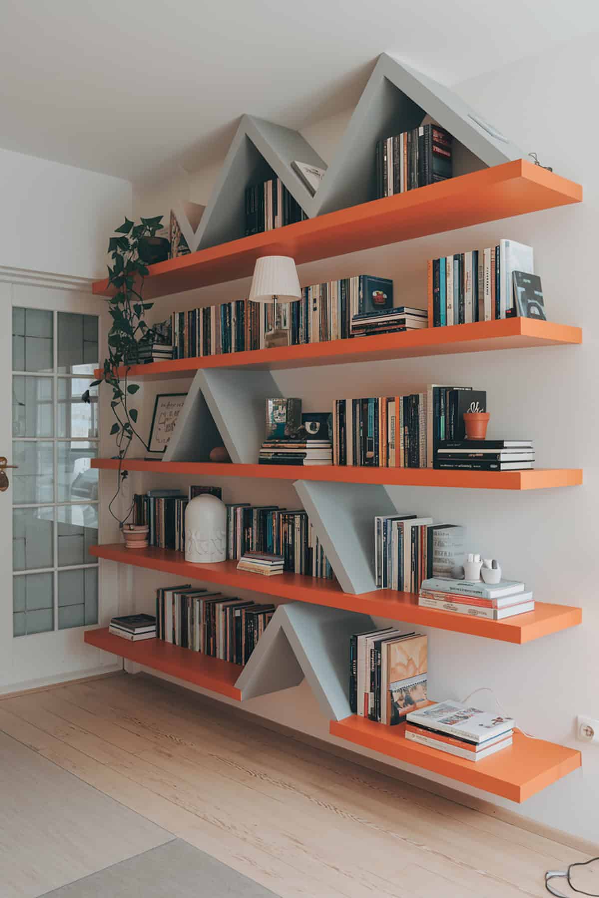 Zigzag Shelves in Orange and Gray