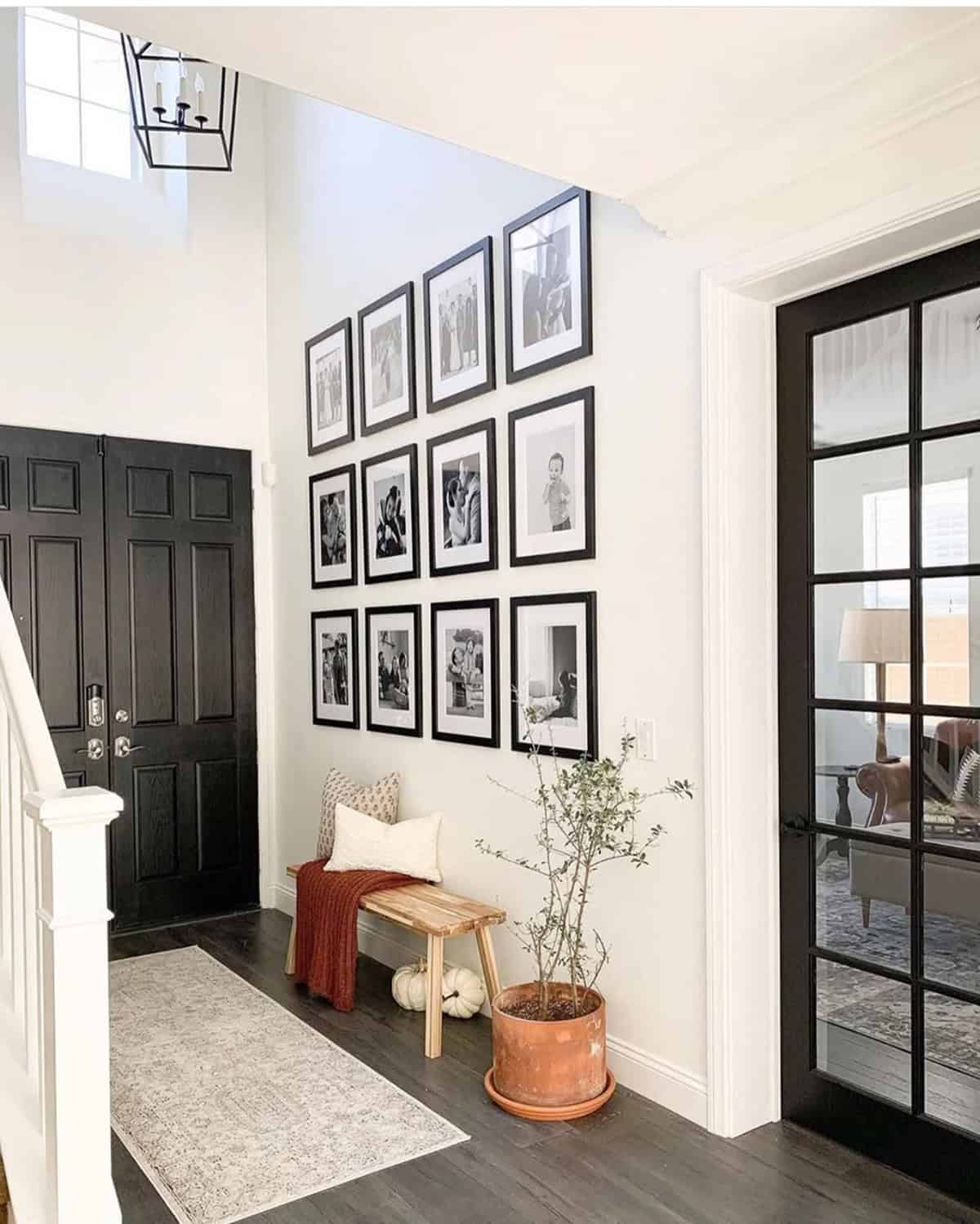 Grand Entryway Black & White Photo Wall