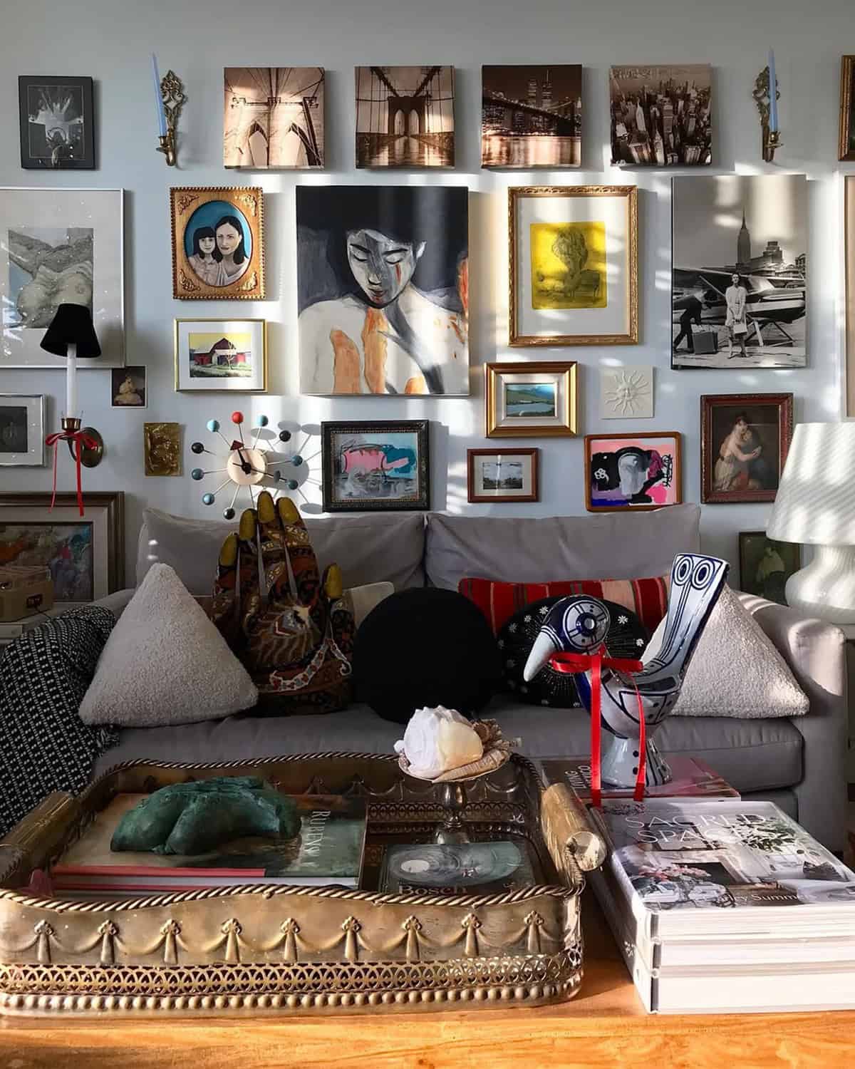 Maximalist Living Room Photo Wall