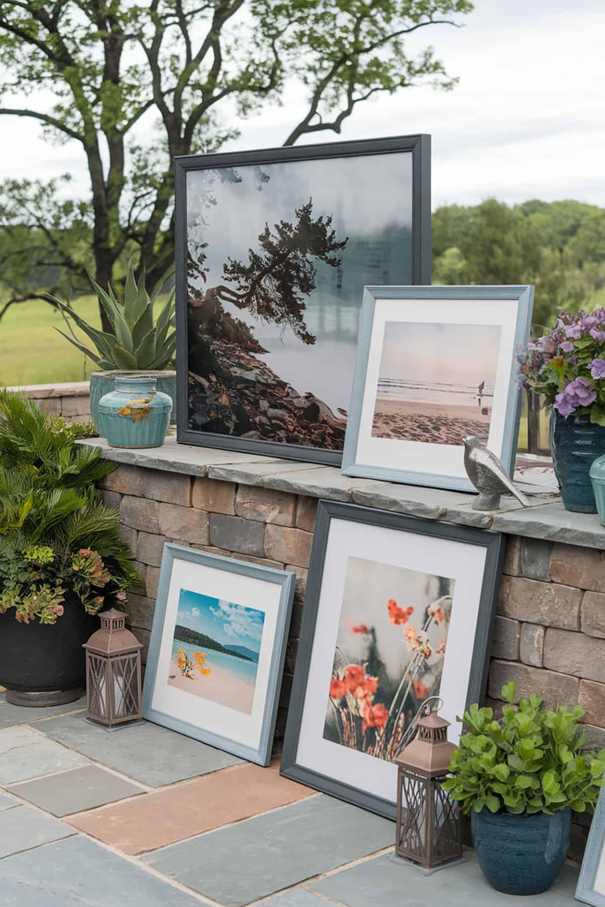 Outdoor Patio Photo Wall with Weatherproof Frames