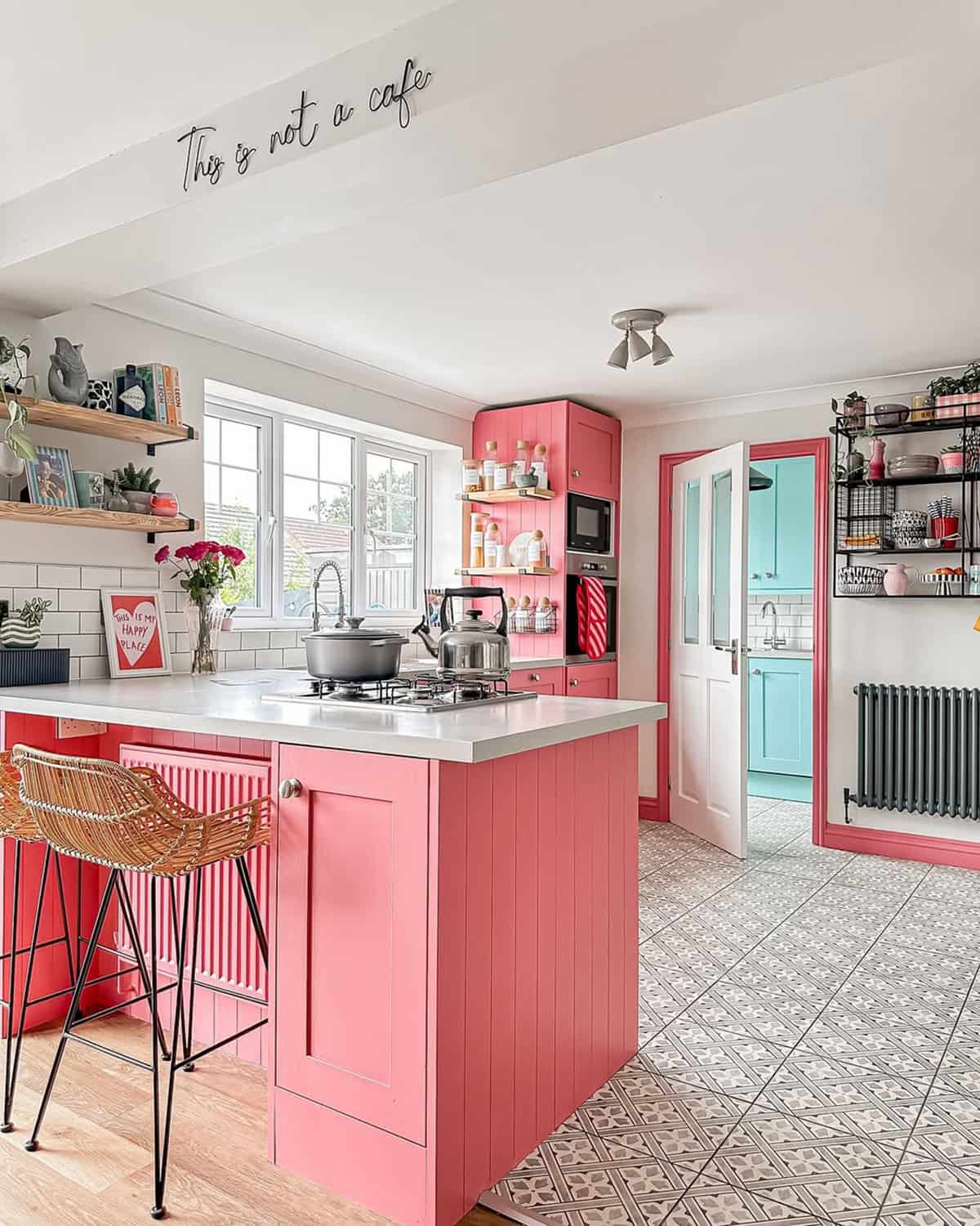 Playful Pink & Aqua Kitchen