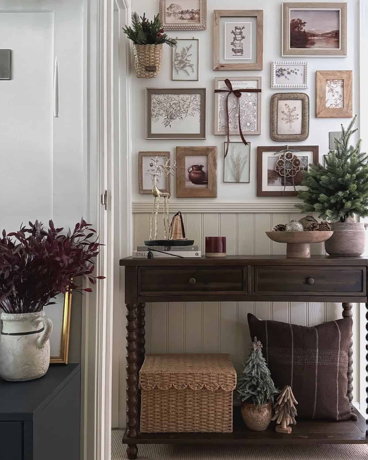 Rustic Photo Wall with Natural Textures