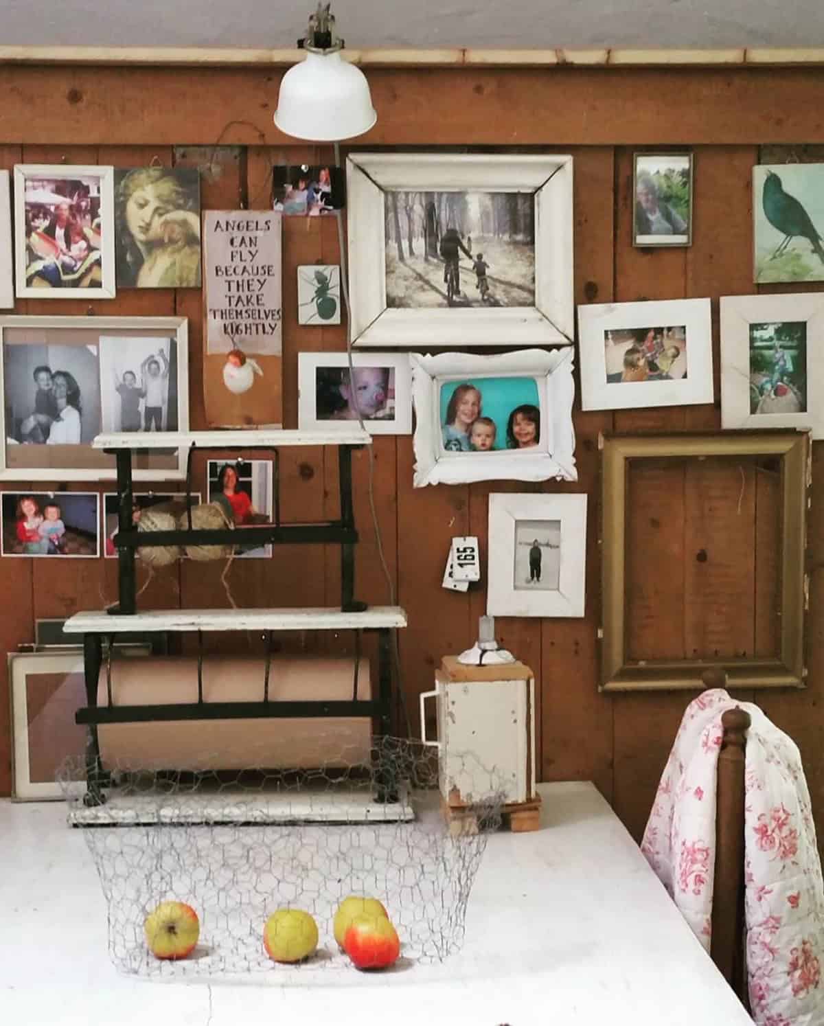 Rustic Vintage Photo Wall with a Personal Touch