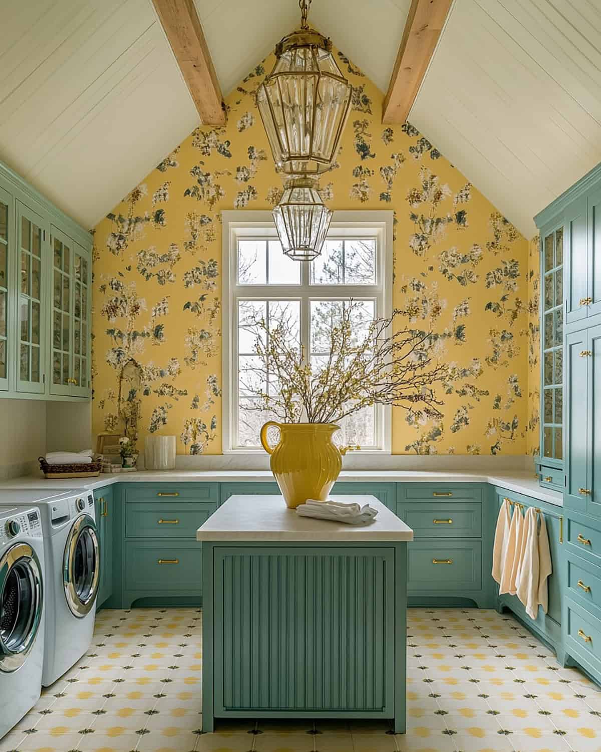 Sunny Yellow & Calming Teal Kitchen