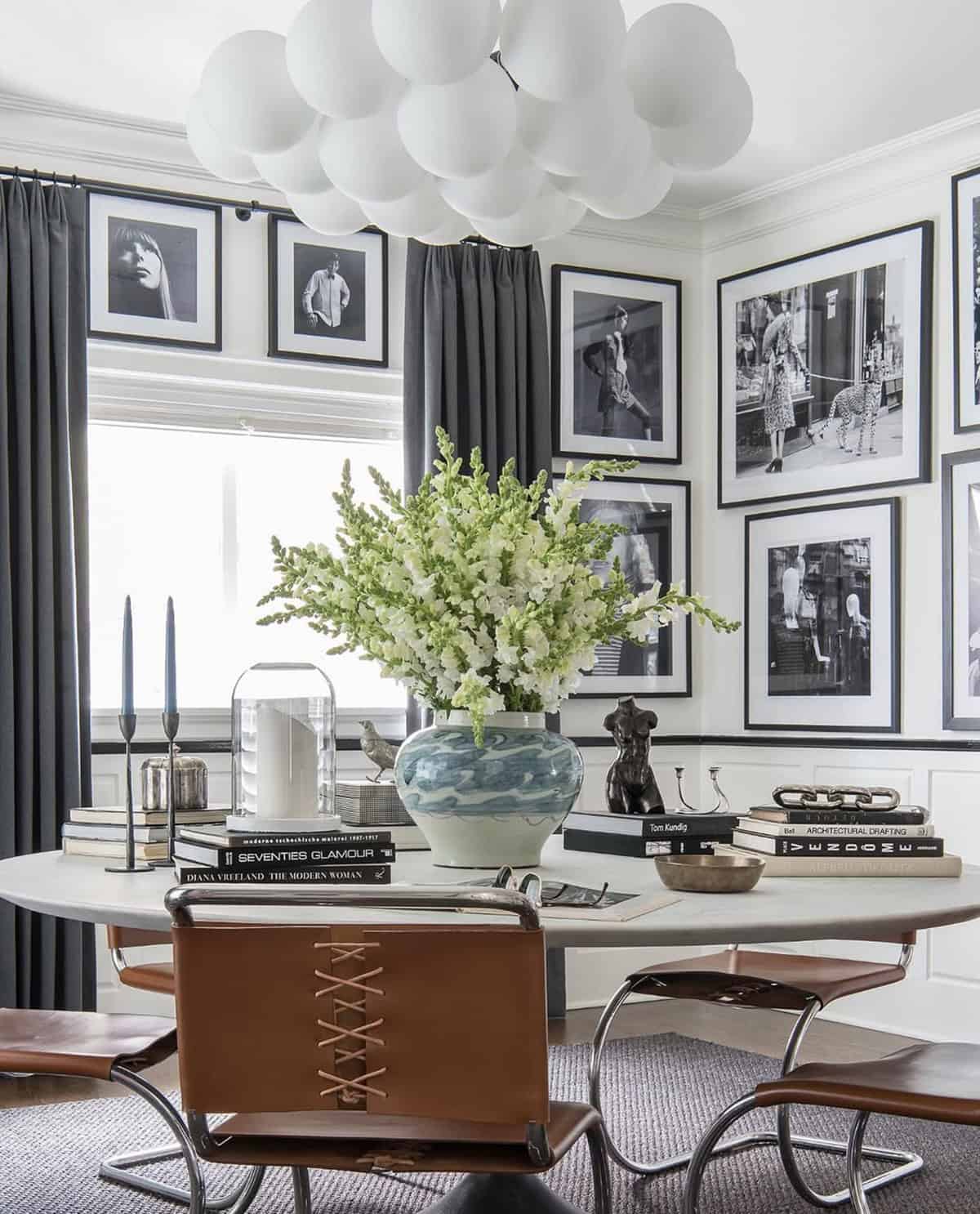 Timeless Black and White Photo Wall in the Dining Room