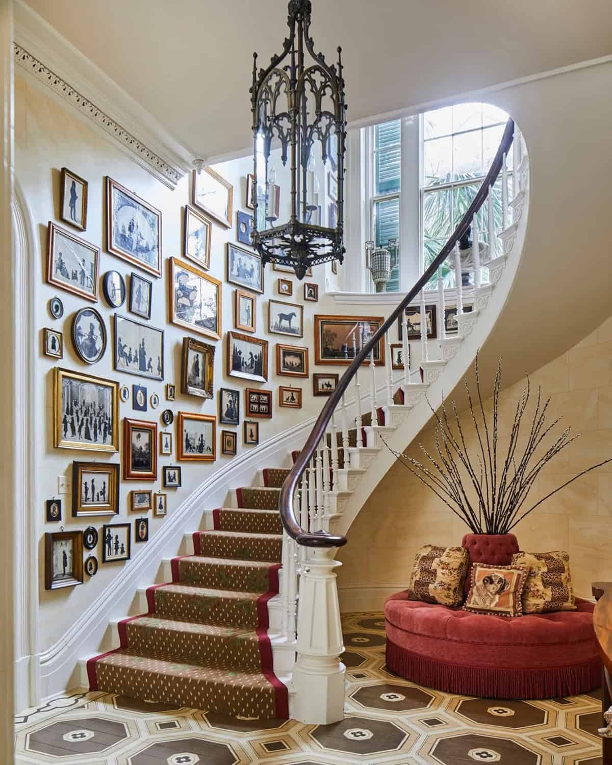 Vintage Staircase Photo Wall with Classic Frames