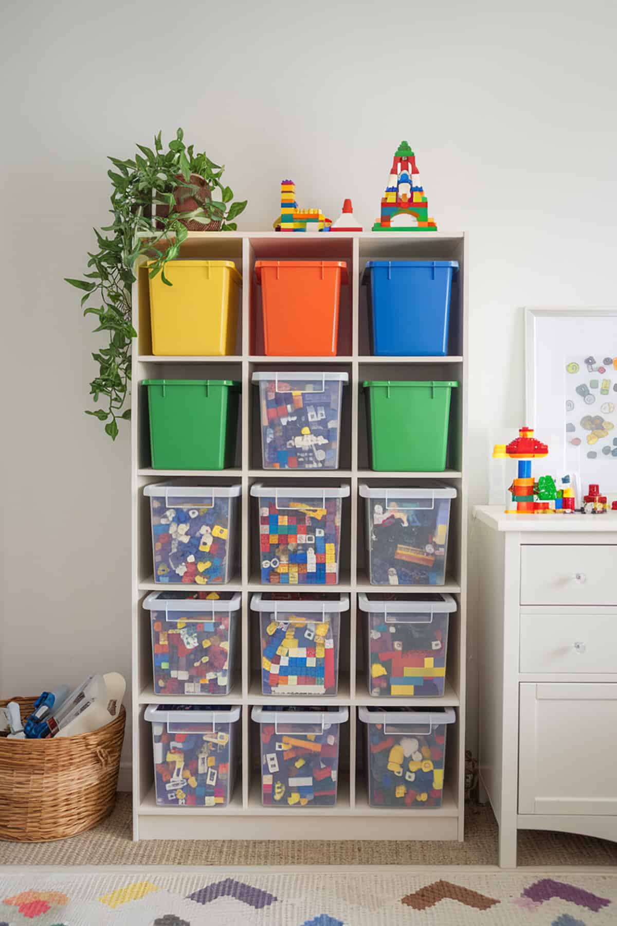 Bookshelf with Lego Bins