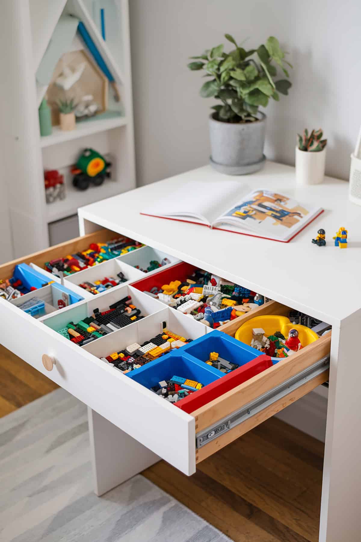 Slide Out Lego Storage in Desk Drawer